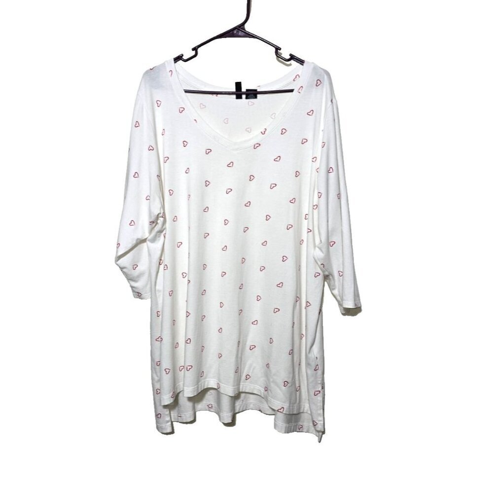 Cynthia Rowley Shirt 3X Pima Cotton Hearts Love Stretch Pullover Comfort Classic